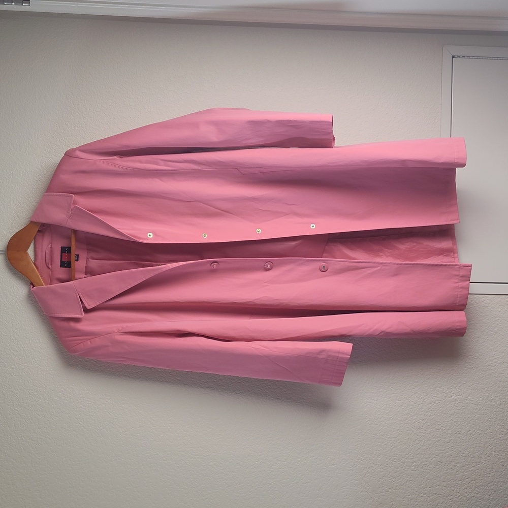 Pink Rain Coat Trench Coat by Gallery sz L